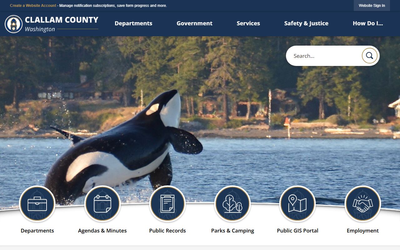 Clallam County website showing corrections and inmate population resources