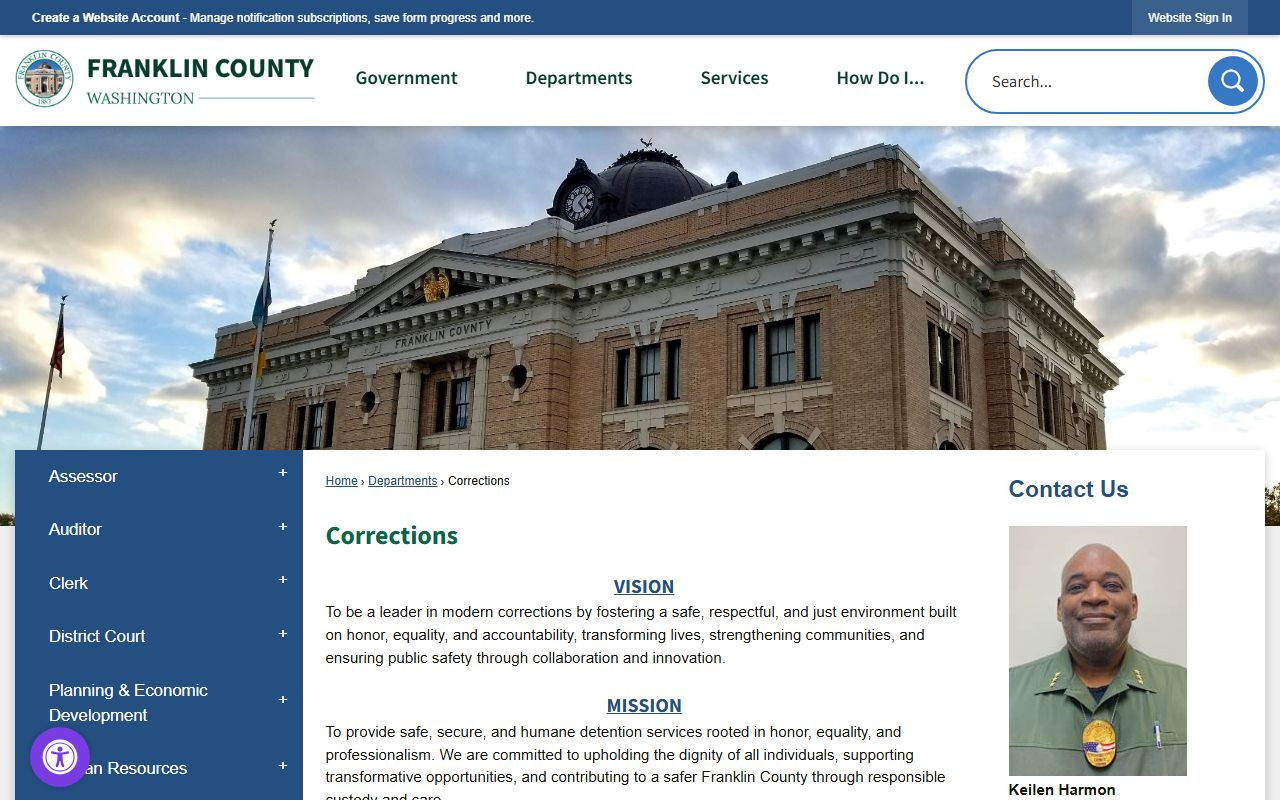 Franklin County Corrections Center inmate population information