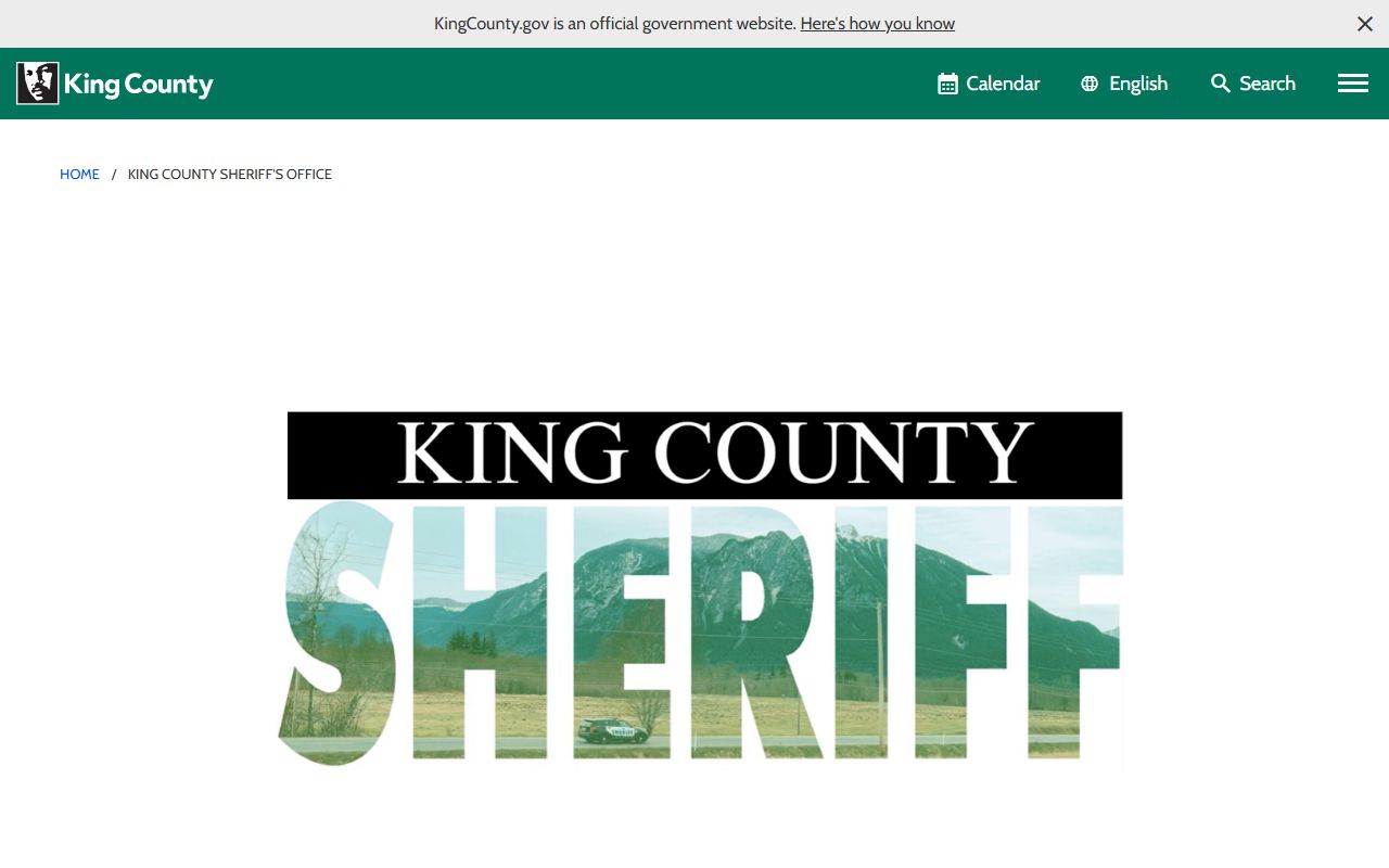 King County Sheriff's Office website showing patrol and law enforcement services