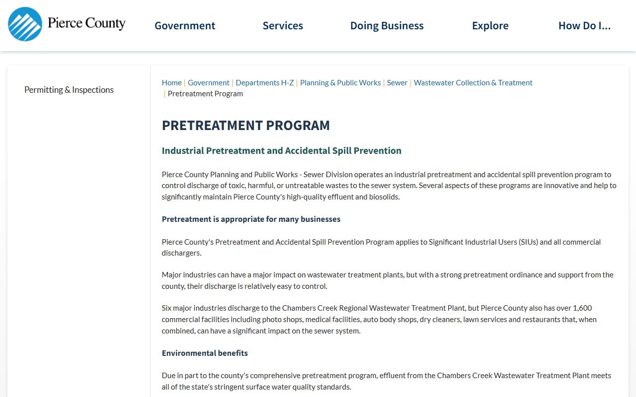 Pierce County Jail page with inmate population information