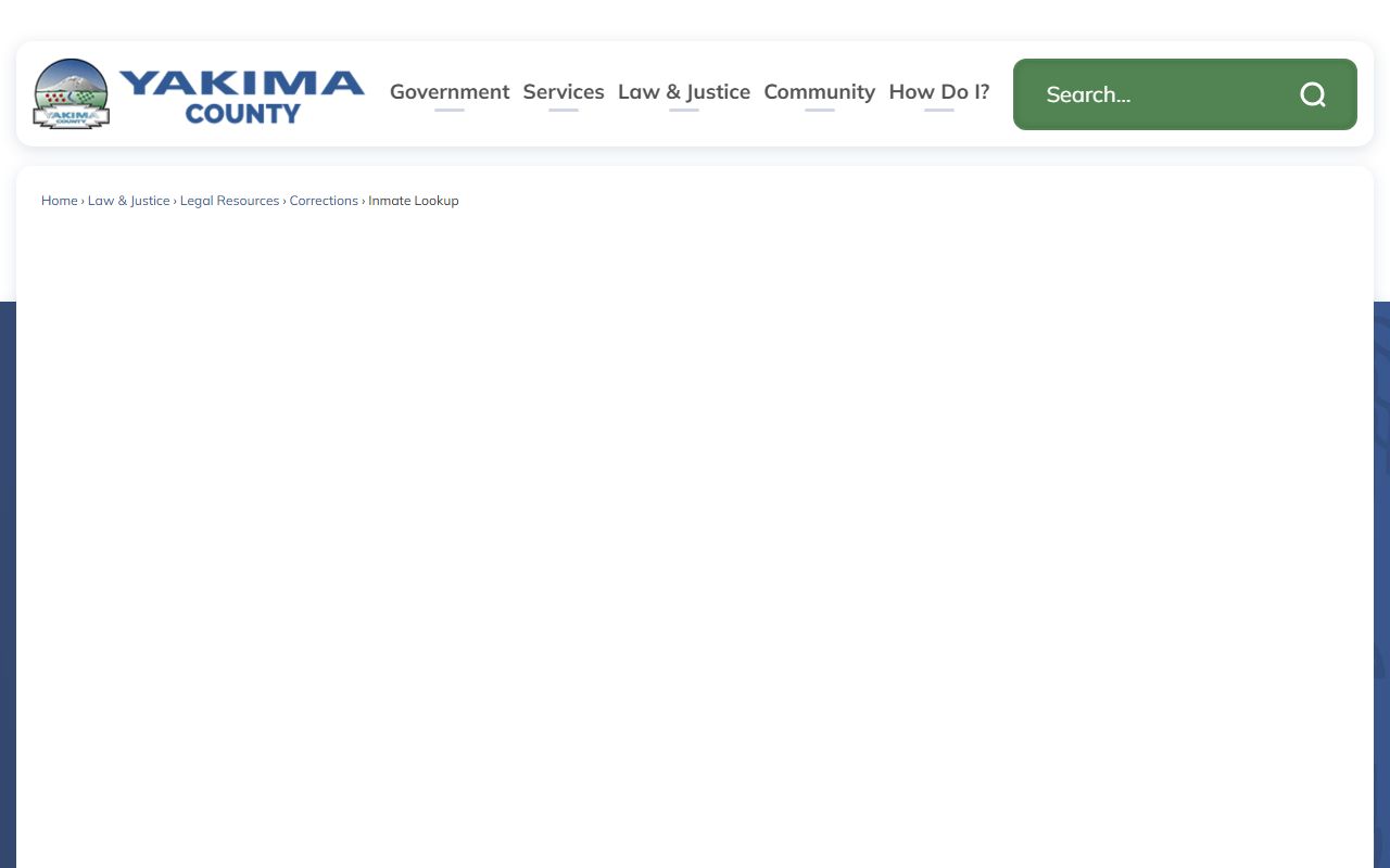 Yakima County inmate lookup page for public roster access