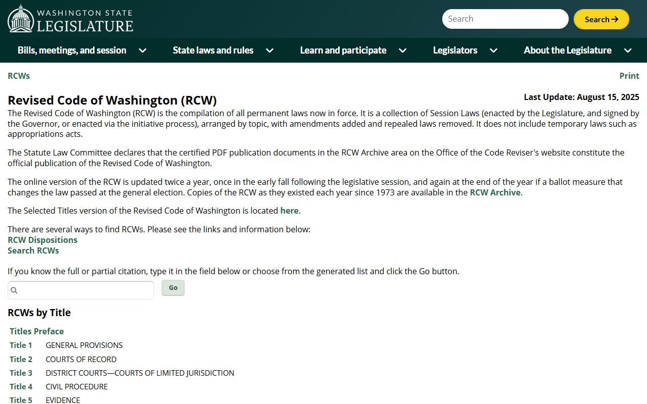 Revised Code of Washington showing statutes governing inmate population records access