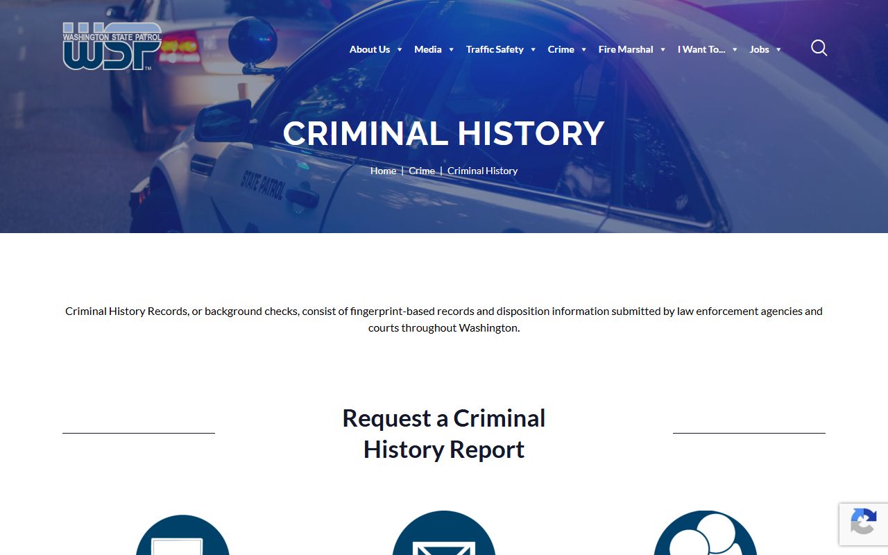 Washington State Patrol WATCH system information for criminal history and inmate records